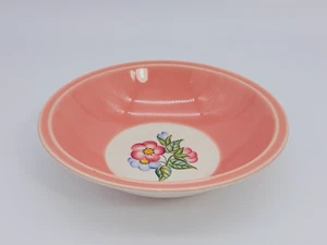 vtg VERNON KILNS Metlox Pottery RIO CHICO Salmon Pink Floral 9-1/4" Serving Bowl - Picture 1 of 6