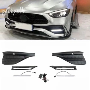 For Mercedes Benz W206 C Class 2022 2023 Front Bumper Fog Light Trim Cover+Lamp - Picture 1 of 6