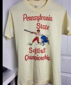 Vintage 60s 70s Pennsylvania State Softball Single Stitch Graphic Tee Size S/M* - Picture 1 of 10
