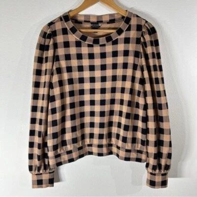 Sudadera de algodón ligera a cuadros Preppy Ann Taylor para mujer. Talla S Foto 1 de 4