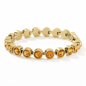 Touchstone Crystal by Swarovski LIGHT AMBER Ice Bracelet Oxidized Brass 7 1/4" - Picture 1 of 3