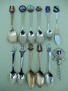 Lot of 12 Vintage EPNS & Chrome Plate Collectors Crested Souvenir Tea Spoons etc - Picture 1 of 10