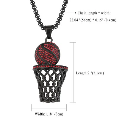 Collar Colgante Hombre Punk Deportes Circonita cúbica Baloncesto Acero Inoxidable Hip Hop Joyería Foto 1 de 4