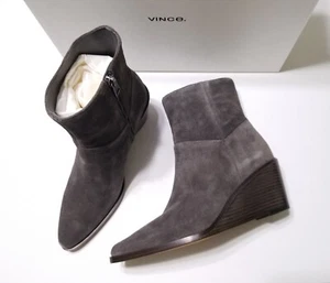 NIB Vince Mavis Suede Ankle Wedge Bootie, Moleskine (Grey) Size 6, 8, 9.5 $395 - Picture 1 of 16