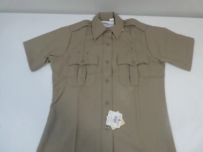 FLYING CROSS GUILFORD CO JUSTICE POLY/WOOL UNIFORM SHIRT S/S SILVERTAN WOMENS 32 - Image 1 of 2