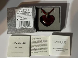 Near Mint Lalique Ruby Red Crystal Heart Pendant Tendre Coeur Rouge #6733420 - Picture 1 of 22
