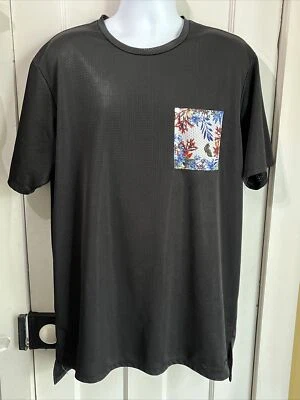 Camiseta On The Byas Negra Malla Floral Bolsillo Hombre Talla XL Foto 1 de 4