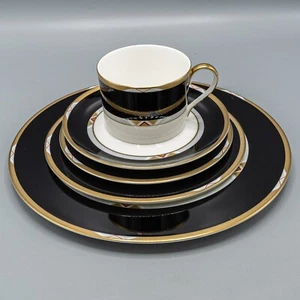 Erte for Mikasa Deco Black 5 Piece Place Setting Dinner - FREE USA SHIPPING - Picture 1 of 11