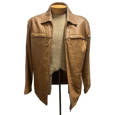 Chaqueta de cuero genuino Danier Canada marrón para hombre talla 36-38 EE. UU. Foto 1 de 4