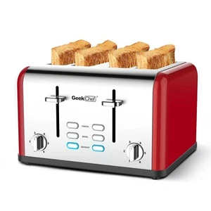 Toaster 4 Slice Stainless Steel Extra-Wide Slot Toaster with Dual Control Panels - Picture 1 of 1
