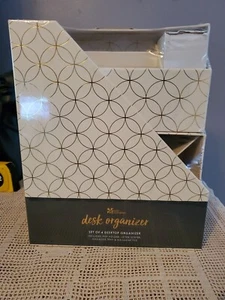 Erin Condren Desk Organizer Set /4 Circles Pen Holder Letter Sort Mag Tray File - Picture 1 of 8