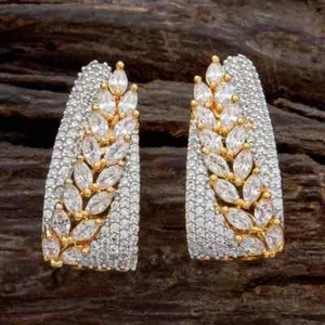14K Two-Tone Gold Plated 2Ct Marquise Lab-Created Diamond Women's Stud Earring - Picture 1 of 4