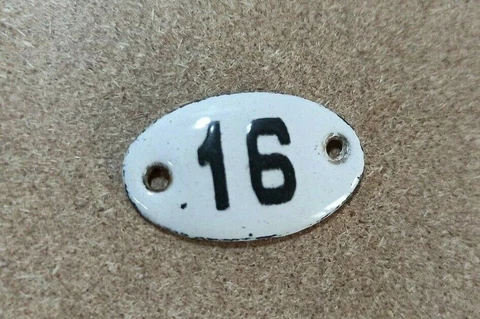Vintage Enamel Sign Number 16 White House Door Plate Metal Porcelain Tin Retro Cover