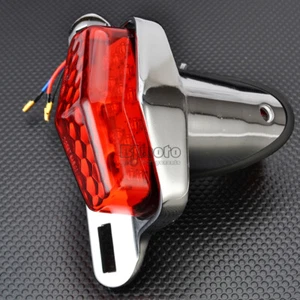 Chrome 12V Motorcycle Side Mount License Plate Tail Light Bracket For Harley - Imagen 1 de 13