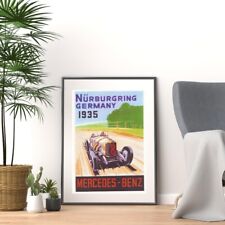 Vintage 1930s Mercedes-Benz Nurburgring Germany Motor Racing Poster Print