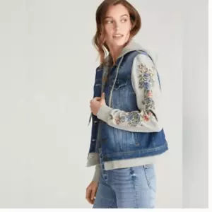 Driftwood Mimi Seville bestickte Jeansjacke mit Kapuze Medium - Bild 1 von 10