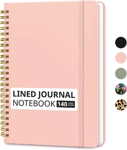 Lined Spiral Journal Notebook for Women & Men, 140 Pages, College Ruled Hardcove - Picture 1 of 12