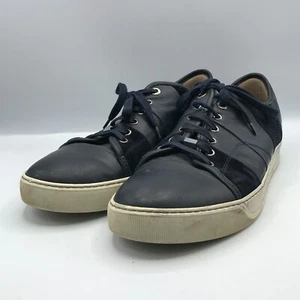 Lanvin Schuhe Herren 13 46 Blau Weiß DBB Leder Wildleder Sneaker Freizeit Walking Men - Bild 1 von 22