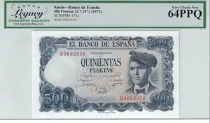 1973 Spain 500 Pesetas SCWPM# 153a SN# H9692956 LEGACY 64PPQ - Picture 1 of 2