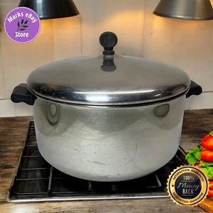 Vtg Farberware Aluminiumbeschichteter Edelstahltopf mit 6 Qt. Brühe mit Deckel - Bild 1 von 10