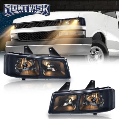 Fit For 03-23 Chevy Express GMC Savana 1500 2500 3500 4500 Headlights Smoke - Image 1 of 4