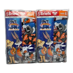 Lot Of 2-Space Jam Cartoon Boys Underwear Briefs 100% Cotton 5 Pack Size 6 - Picture 1 of 3