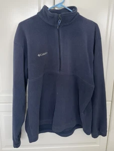 Columbia Quarter Zip Sweater Men's Large Blue Fleece Polyester - Picture 1 of 5