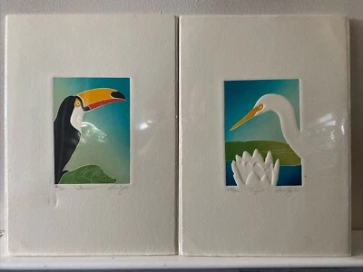 G. Clark Sealy 8 x 11 дюймов подписанные цветные гравюры «Тукан» 60/300 и «Яйцо» 62/300 - Изображение 1 из 4