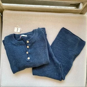 NWT Free People Hailee Sweater Set in Navy Blue Matching Two Piece Pants Sz S - Picture 1 of 6