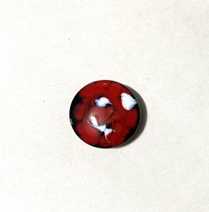Golfballmarker, Druckknopfabdeckung, Knopfabdeckung, Emaille auf Kupfer, rot weiß schwarz - Bild 1 von 4