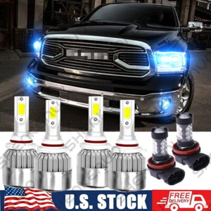 For 16-18 Dodge RAM 1500 2500 3500 - 8000K LED Headlight+Fog Light Hi/Lo Bulbs 6 - Picture 1 of 8