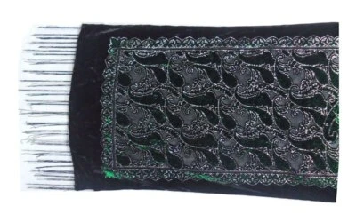 New Black Glitter Muslim Shawl Women Cashew Velvet Scarf Winter Wedding Ponchos - Image 1 of 4