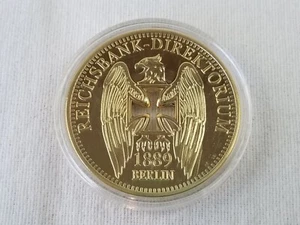 1888 Reichsbank Direttorio - Placcato oro - Commemorativo Restrike Gold Coin token - Foto 1 di 3