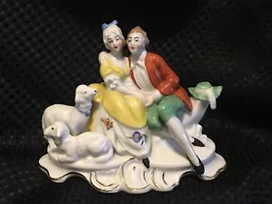 E&R Erphila Germany US Zone Porcelain Victorian Couple w/sheep? Ebeling & Reuss - Picture 1 of 12