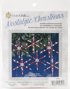 Solid Oak Nostalgic Christmas Beaded Crystal Ornament Kit-Ruby Snowflakes - Picture 1 of 1
