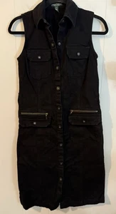Vestido Lauren Ralph Lauren Negro Denim Botón a Presión Cuello Sin Mangas Talla 4 - Imagen 1 de 7