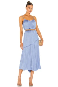 Vince Womens Tiered Asymmetric Adj. Straps Dress Pale Fountain Blue XS Reg $475 - Picture 1 of 19