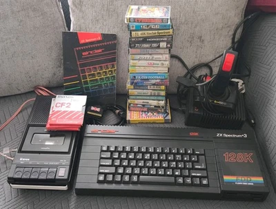 Sinclair 128K ZX Spectrum +3 (Disk) with SCART, Tape Recorder, Joystick, Games - Image 1 of 4