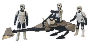 3X ORIGINAL VINTAGE STAR WARS SCOUT TROOPERS & SPEEDER BICICLETA VEHÍCULO ROJO - Imagen 1 de 8