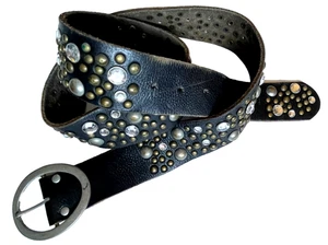 1980er-90er Vintage XL - Retro Schmuck & Nieten Gürtel - Größe O/A - 45,5" x 2" - Bild 1 von 15