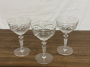 Vintage Libbey Rock Sharpe Crystal Champagne Glasses Set Of 3 - Picture 1 of 3