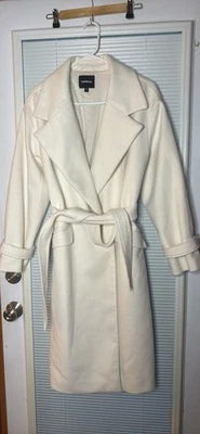 Gabardina Express blanca de lana para mujer chaqueta de invierno mediana de vacaciones Foto 1 de 2