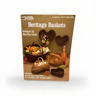 Heritage Baskets Weaving Martha Cross Leisure Arts Leaflet 1017 Pattern Heart - Image 1 of 4