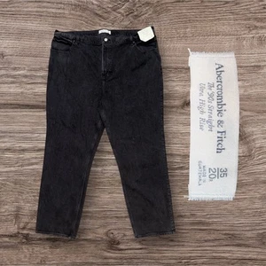 Neu mit Etikett Abercrombie & Fitch 90er Jahre gerade ultrahohe Leibhöhe Damenjeans 35 20 R schwarz - Bild 1 von 5