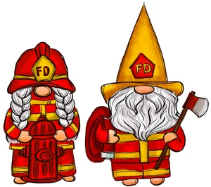 COUPLE GONK ( FIREMEN ) CROSS STITCH PATTERN - Picture 1 of 2