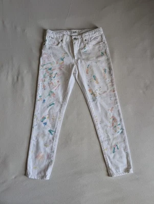 Polo Ralph Lauren Astor Slim Paint Splattered Boyfriend White Jeans Size 10 - Image 1 of 4