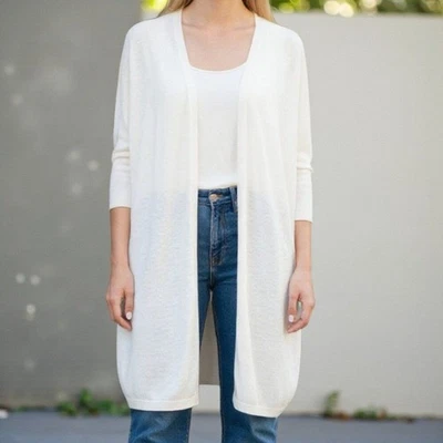 Lafayette 148 Ivory Silk Blend Duster Cardigan - Image 1 of 4