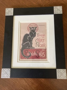 Französische Vintage Werbung Chat Noir schwarze Katze gerahmter Leinwand-Wandkunstdruck ~ gebraucht, in einwandfreiem Zustand - Bild 1 von 6