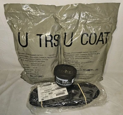 NIP ACU MED LONG CAMO ARMY TROUSERS BOOT COVER JSLIST MOPP SUIT COAT CHEMICAL  - Image 1 of 4