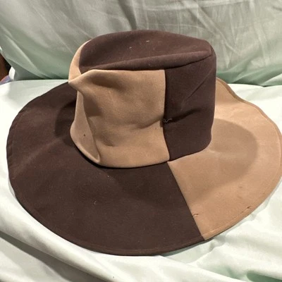 Vintage 60’s/70’s Womens Medium Brown/Tan Suede Floppy Hat, Boho - Image 1 of 4